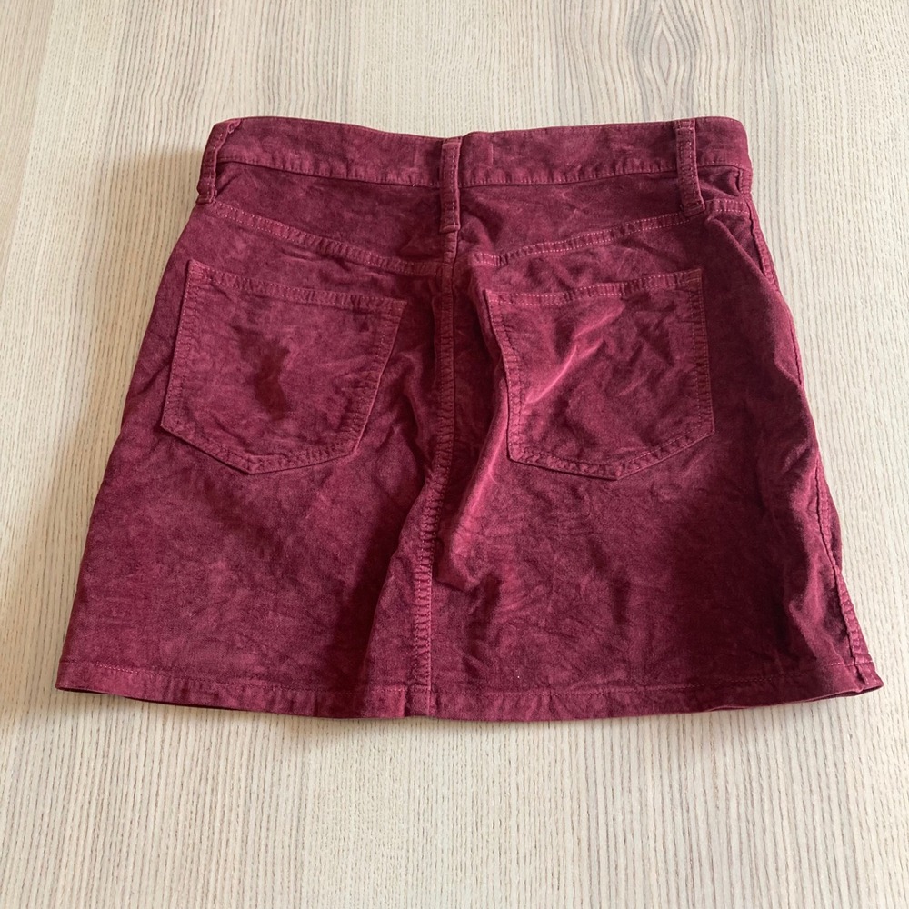 Madewell Mini Skirt Womens 25 Burgundy Corduroy Velvet Denim Straight Zip Front - Picture 7 of 10